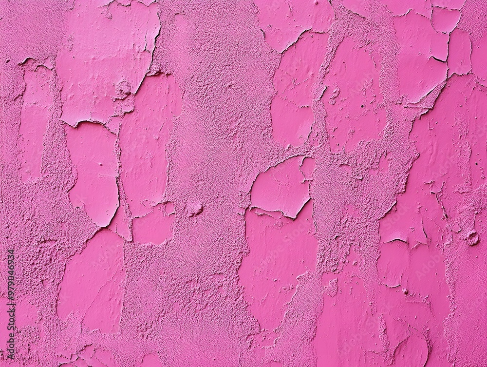 Close-up of a textured pink wall with peeling paint. Close-up of a textured pink wall with peeling paint.