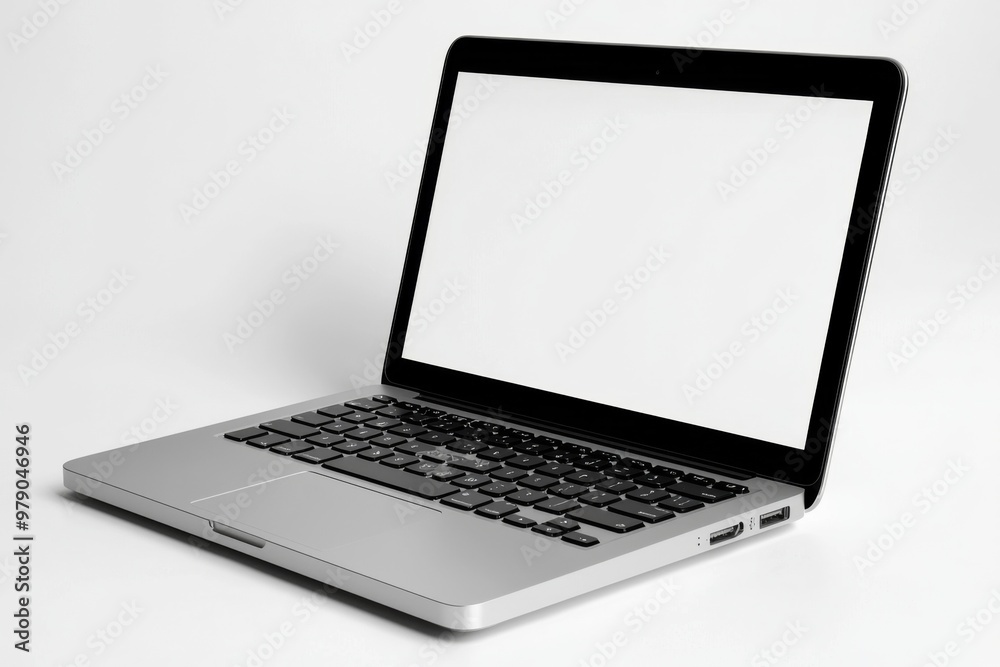 Laptop Mockup on Isolated white background created with Generative AI Laptop Mockup on Isolated white background created with Generative AI