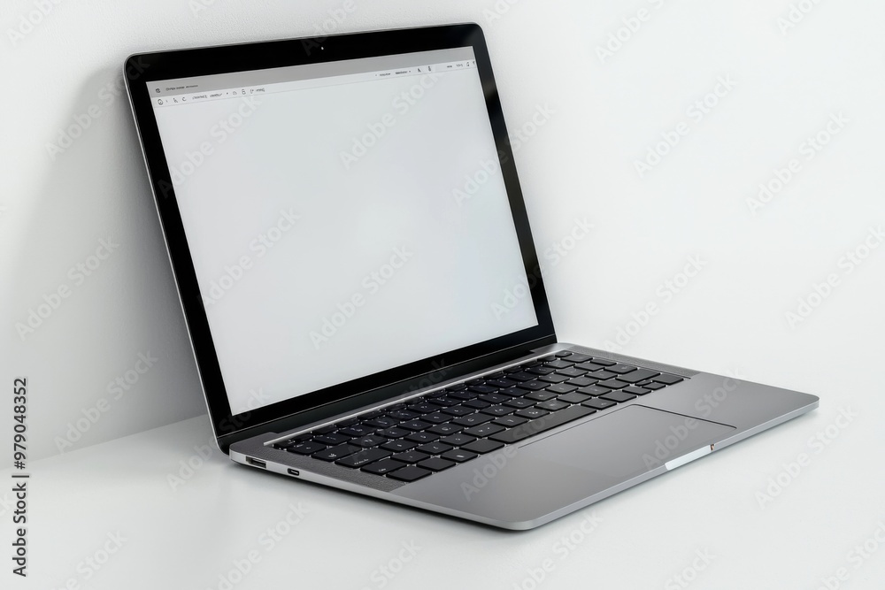 Laptop Mockup on Isolated white background created with Generative AI Laptop Mockup on Isolated white background created with Generative AI