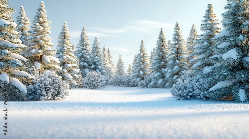 A serene winter landscape featuring snow-covered pine trees under a clear blue sky, perfect for seasonal themes and nature scenes. A serene winter landscape featuring snow-covered pine trees under a clear blue sky, perfect for seasonal themes and nature scenes.