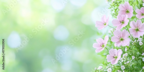 Lovely springtime natural background with languid flowers on a blurry space background.