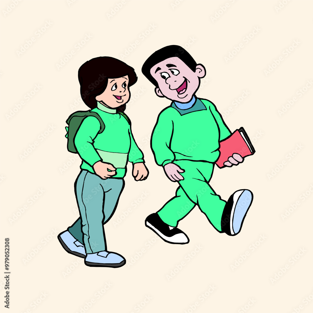 Illustration of school students going to home Illustration of school students going to home