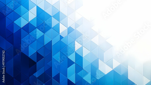 Abstract Blue and White Geometric Pattern with Triangles Creating a Diagonal Gradient Effect in a Modern Minimalist Design