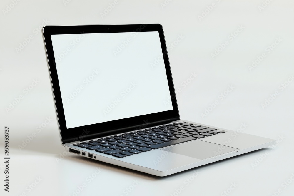 Laptop Mockup on Isolated white background created with Generative AI Laptop Mockup on Isolated white background created with Generative AI
