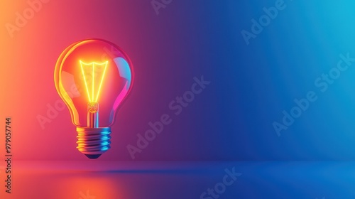 A glowing light bulb against a gradient background, symbolizing ideas and innovation.