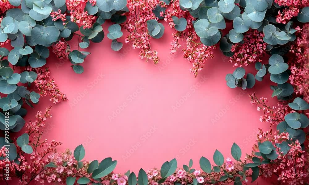 Floral Frame with Pink Background Floral Frame with Pink Background