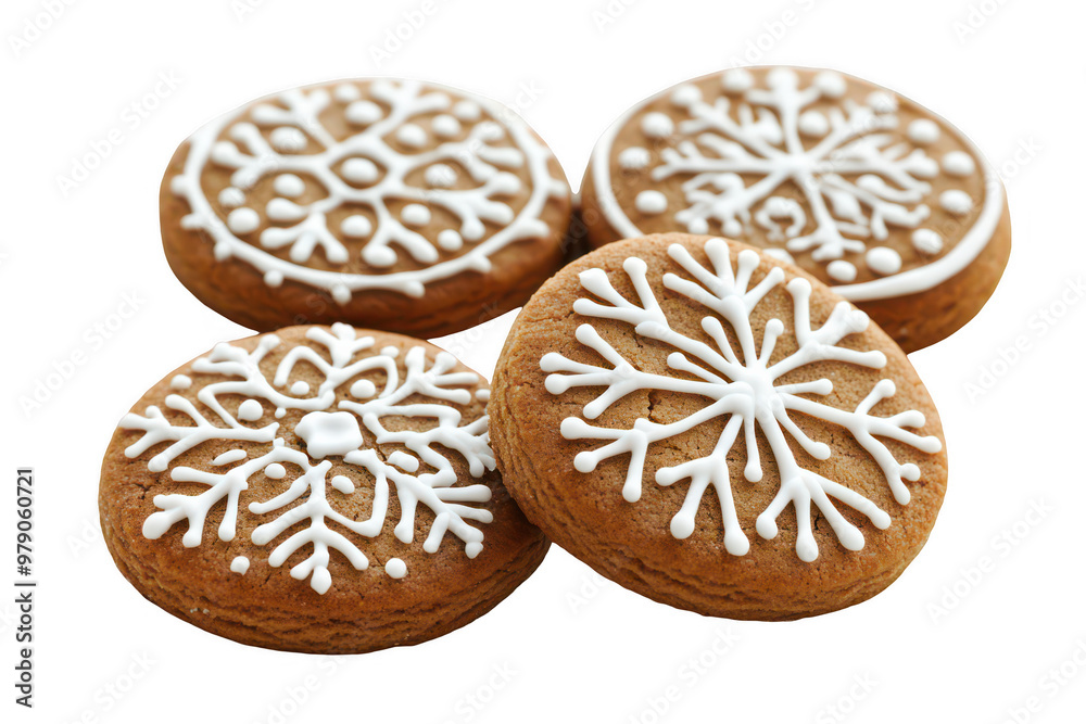 Fototapeta premium Iced Gingerbread Cookies with Snowflake Designs