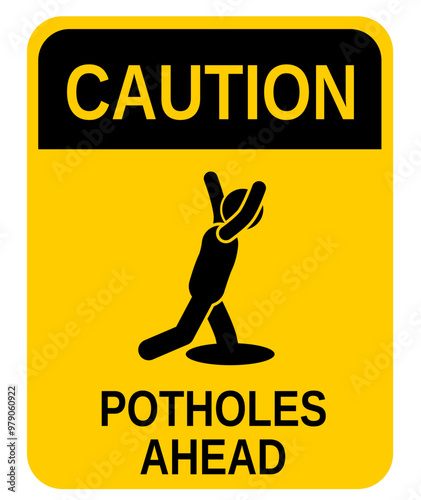 WARNING POTHOLES. BE CAREFUL WHEN WALKING.