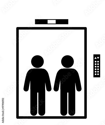 illustration of a person riding an elevator