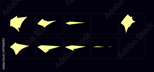 2d animate gun flash FX animation.  Cartoon muzzle flash fire animation sprites sheet frame.