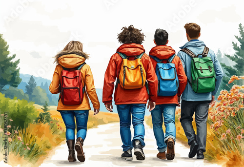 International Friendship Day concept, friends forever poster. bonding's, group, hangout  vector illustration