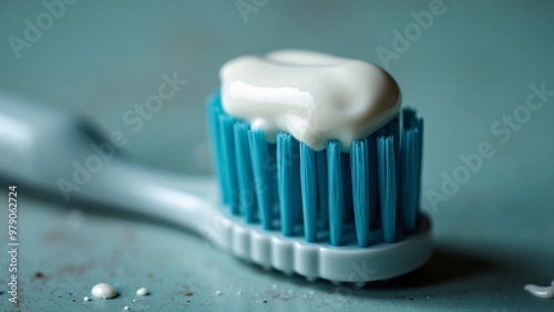 A toothbrush with toothpaste on bristles close up healthcare photo 