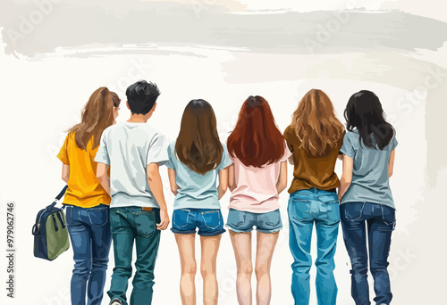 International Friendship Day concept, friends forever poster. bonding's, group, hangout  vector illustration