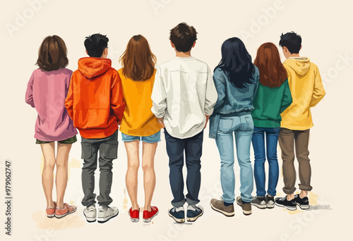 International Friendship Day concept, friends forever poster. bonding's, group, hangout  vector illustration