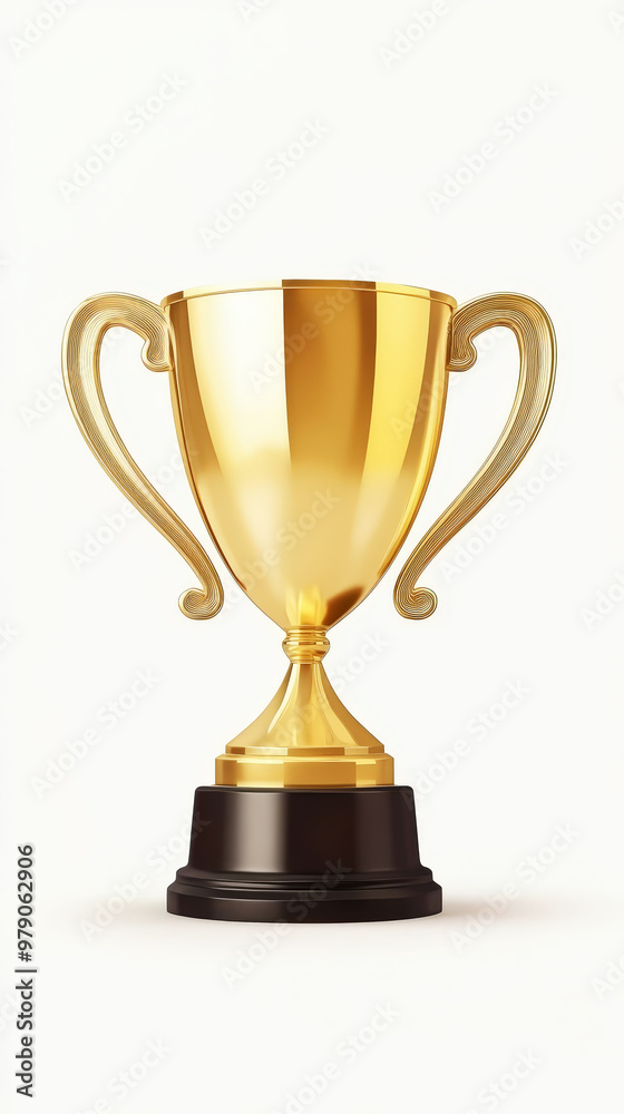 Gold trophy award cup on light background with an empty blank for winner name. Competitions. Generative AI Gold trophy award cup on light background with an empty blank for winner name. Competitions. Generative AI