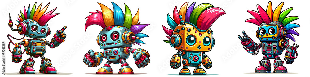 colorful robot character in cartoon illustration colorful robot character in cartoon illustration