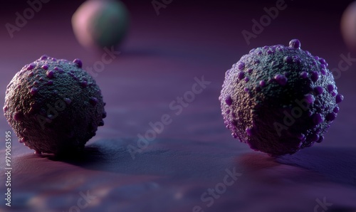 Picornaviridae RNA genome virion structure. Poliomyelitis prevention, health impact. Scientific 3D image of poliovirus cell. photo
