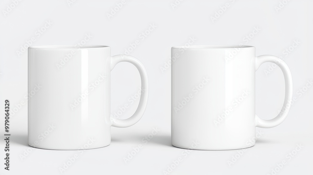 Two White Ceramic Mugs Mockup Two White Ceramic Mugs Mockup