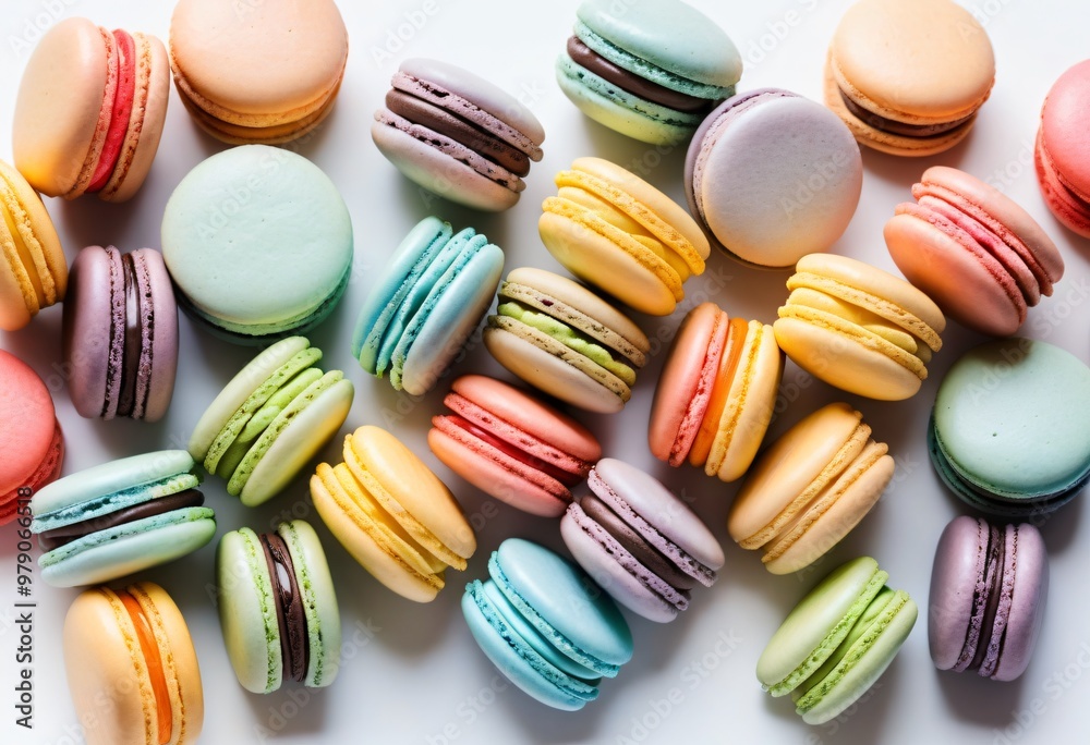 Rainbow Macarons on a White Background Rainbow Macarons on a White Background