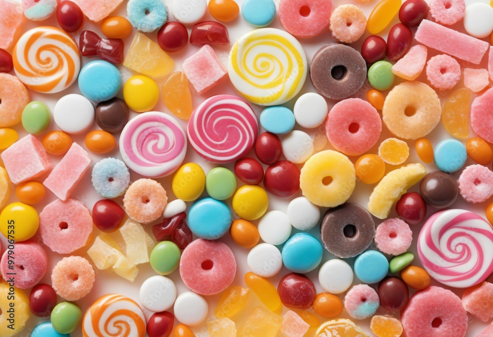 Fototapeta premium Assorted Candies and Sweets on a White Background