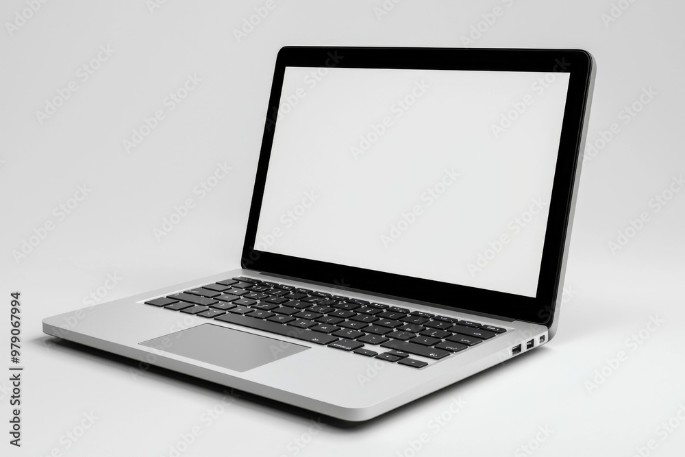 Laptop Mockup on Isolated white background created with Generative AI Laptop Mockup on Isolated white background created with Generative AI