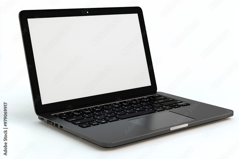 Laptop Mockup on Isolated white background created with Generative AI Laptop Mockup on Isolated white background created with Generative AI