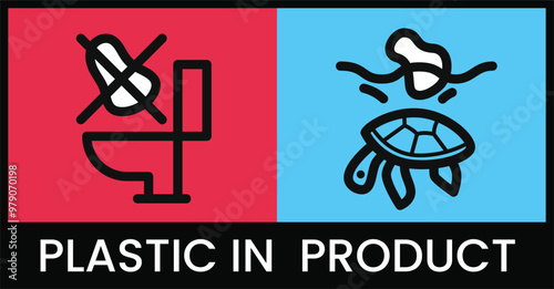 Plastic in Product ready to print sign vector