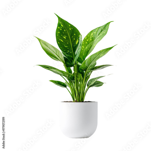 Green plant in a white pot