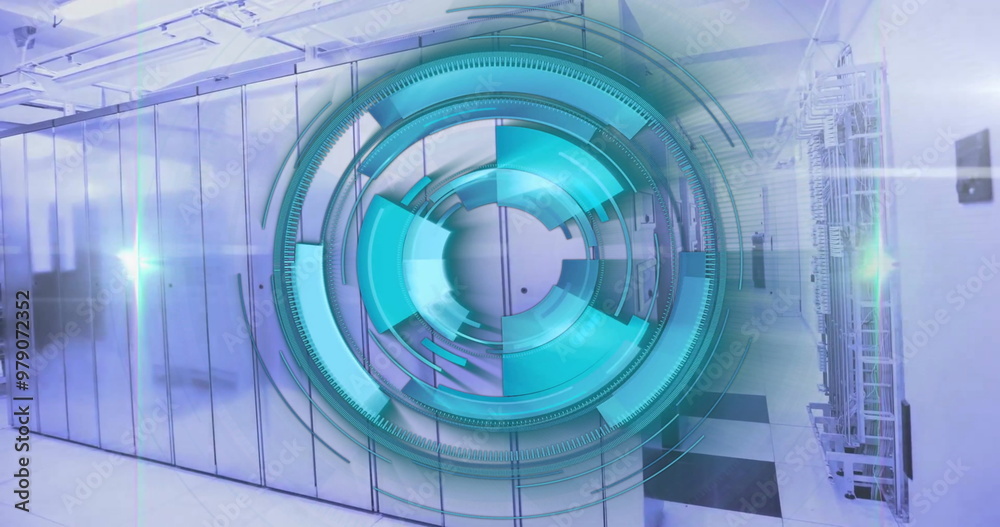 Obraz premium Image of scope with data processing over computer servers