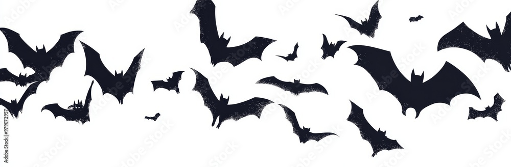 On a white background, there are bats on a modern horizontal seamless background. On a white background, there are bats on a modern horizontal seamless background.