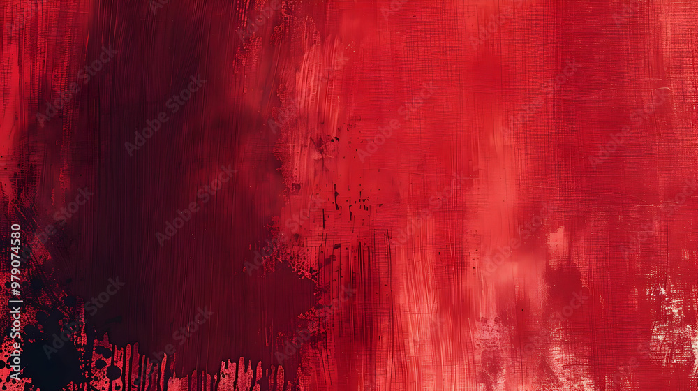 Abstract Red and Black Splashes on Canvas with a Rough Texture Abstract Red and Black Splashes on Canvas with a Rough Texture