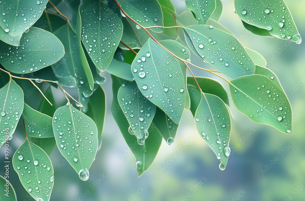 Fototapeta premium rain drops on leaf