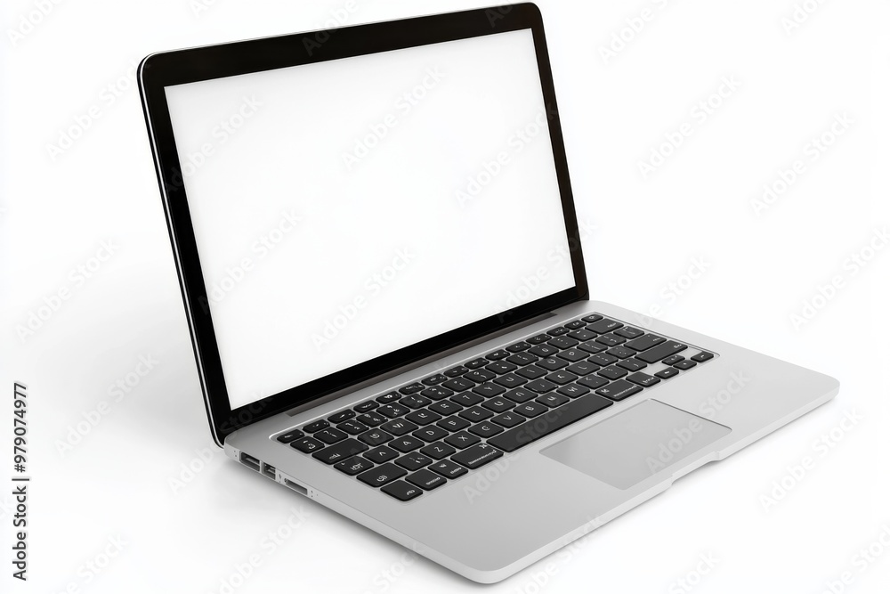 Laptop Mockup on Isolated white background created with Generative AI Laptop Mockup on Isolated white background created with Generative AI