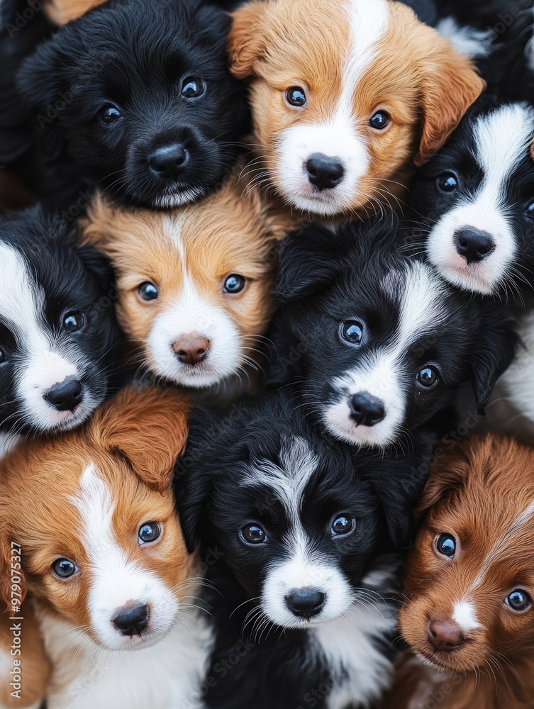 many cute puppies. pack of little happy puppies many cute puppies. pack of little happy puppies