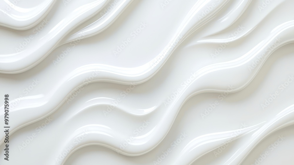 Abstract White Wavy Background Smooth Liquid Surface Glossy Cream Texture Abstract White Wavy Background Smooth Liquid Surface Glossy Cream Texture