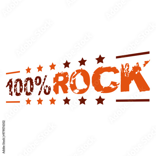 100 % Percent Rock Heavy Metal Music Text Logo Design Lover Art Vector Illustration Card T-Shirt Poster Sticker Graphic Print Decorative Drawing Isolated Logo Decoration Symbol Creative Cool Style
