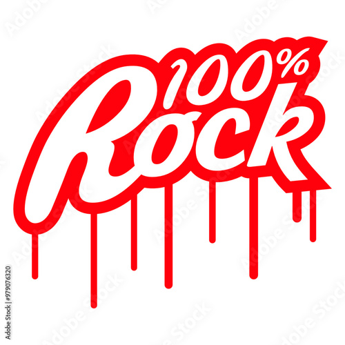 100 % Percent Rock Heavy Metal Music Text Logo Design Lover Art Vector Illustration Card T-Shirt Poster Sticker Graphic Print Decorative Drawing Isolated Logo Decoration Symbol Creative Cool Style
