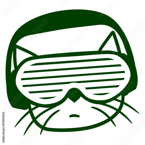Cat Pet Kitten Animal Funny Cute Face Ears Listening Headphone Sunglasses Music Listen Loud Bass Sound DJ Party Night Clubber Raver Disco Club Band Concert Techno Discothek Cool Love Humor Fun Design