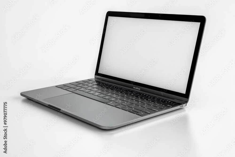 Laptop Mockup on Isolated white background created with Generative AI Laptop Mockup on Isolated white background created with Generative AI
