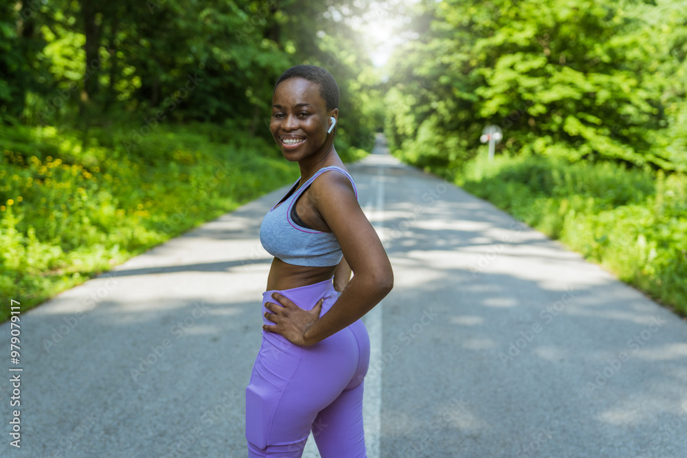Happy, portrait and woman breathing in nature with wellness, peace and calm energy from workout or cardio exercise. Outdoor, fitness and athlete with a smile for training in environment or park. Happy, portrait and woman breathing in nature with wellness, peace and calm energy from workout or cardio exercise. Outdoor, fitness and athlete with a smile for training in environment or park.