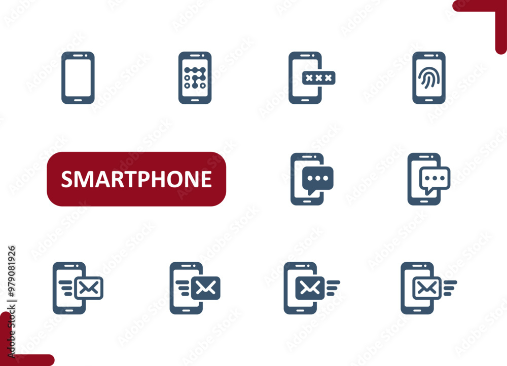 Smartphone Icons. Mobile Phone, Telephone, Phone Call, Text Message, Texting, Security Icon Smartphone Icons. Mobile Phone, Telephone, Phone Call, Text Message, Texting, Security Icon