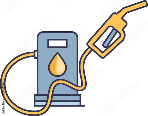 Illustration of a gas pump with a nozzle and fuel drop, symbolizing refueling or energy.