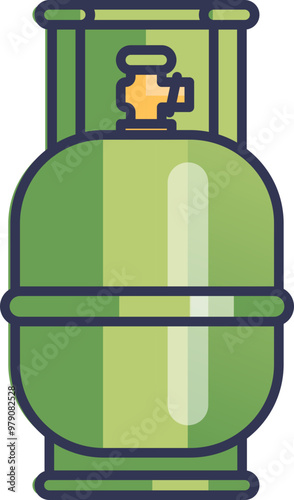 Flat design icon of a green propane tank, symbolizing fuel storage and energy.