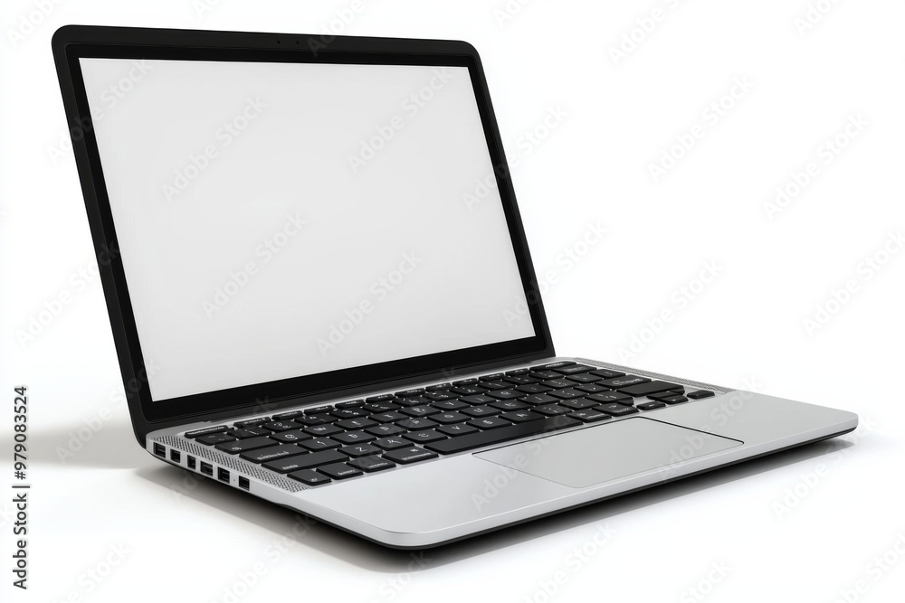 Laptop Mockup on Isolated white background created with Generative AI Laptop Mockup on Isolated white background created with Generative AI