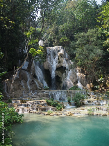 magnificent waterfall in Laos