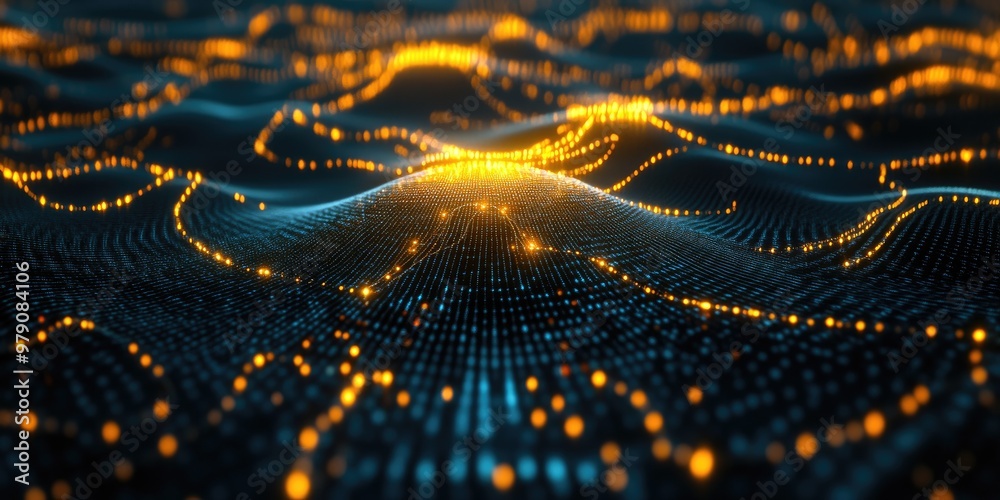 A machine learning model visualized as a neural network, with nodes and connections glowing as it processes data, set in a sleek high-tech environment. A machine learning model visualized as a neural network, with nodes and connections glowing as it processes data, set in a sleek high-tech environment.