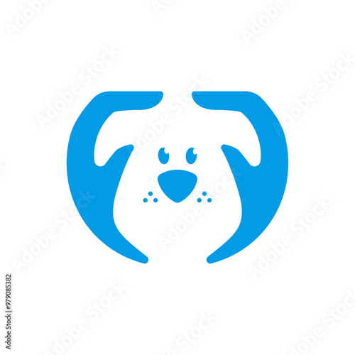 dog hands care negative space logo