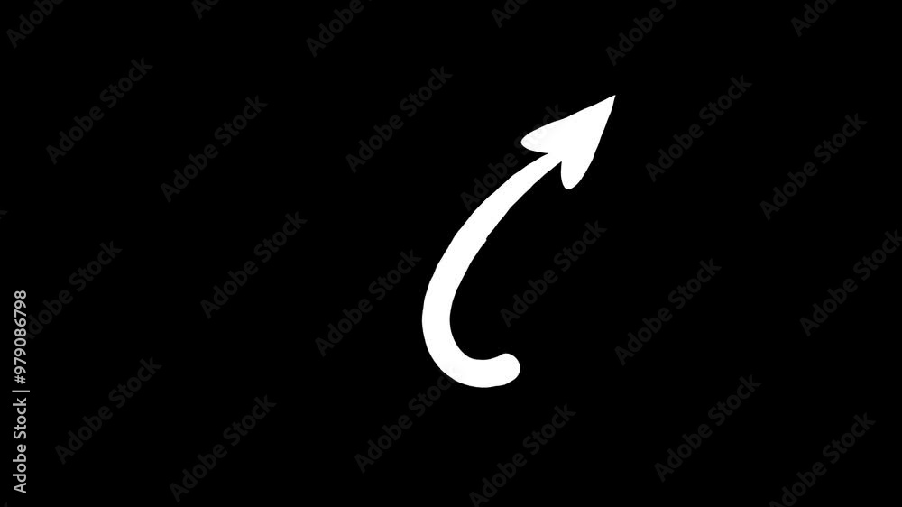 Sleek Curved Arrow on Black Background, dynamic Motion in Minimalist Design Sleek Curved Arrow on Black Background, dynamic Motion in Minimalist Design