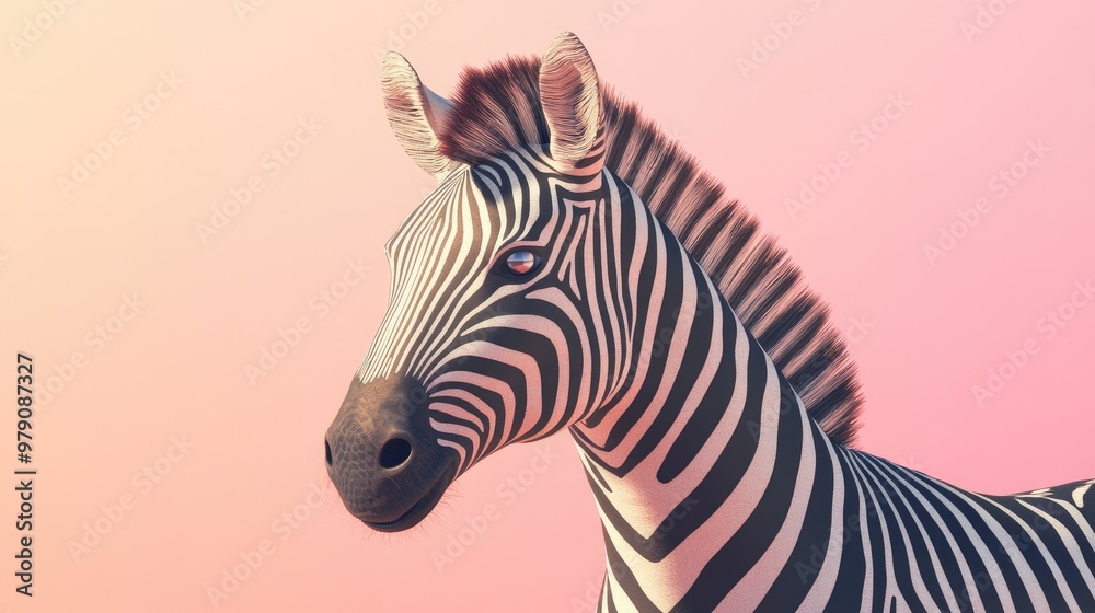 A detailed 3D zebra with bold stripes against a soft pastel backdrop, showcasing the beauty and individuality of this fascinating zoo creature A detailed 3D zebra with bold stripes against a soft pastel backdrop, showcasing the beauty and individuality of this fascinating zoo creature