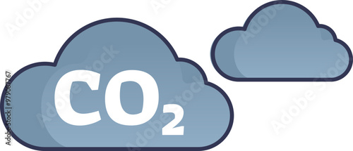Illustration of CO2 clouds representing carbon dioxide emissions and environmental impact.